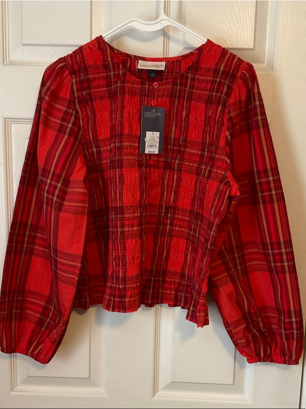 Universal Thread Women's Smocked Balloon Long Sleeves Blouse Size Large NWT